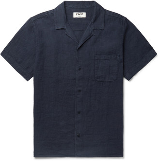 YMC Malick Camp-collar Linen Shirt - Blue
