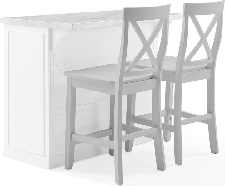 Crosley Furniture Cutler 42" Faux Marble Top Kitchen Island W/XBack