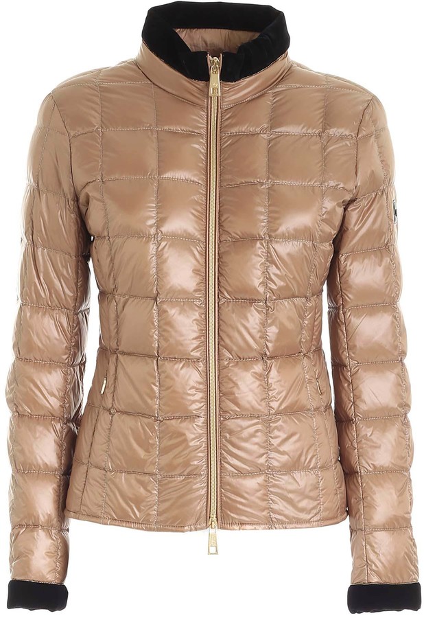 Fay Logo Patch Down Jacket In Camel Color - ShopStyle