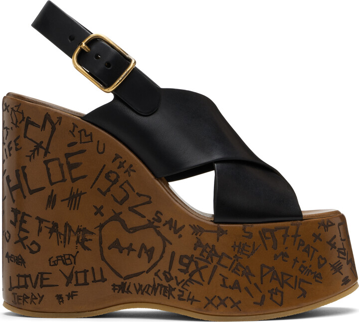 Chloé Black Maxime Wedge Sandals