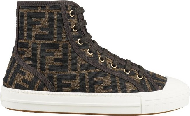 Fendi Monogram Jacquard High-Top Sneakers ShopStyle
