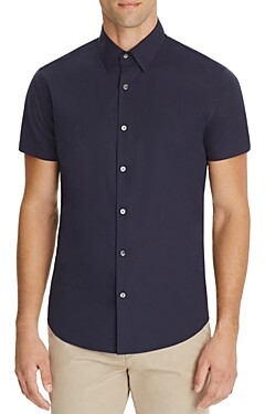 Theory Sylvain Wealth Short Sleeve Slim Fit Button-Down Shirt