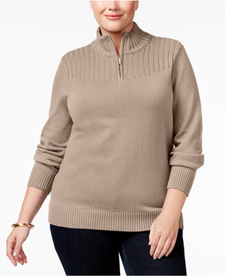 Karen Scott Plus Size Ribbed Mock-Neck Sweater, Only at Macy's