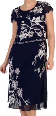 Chesca Embroidered Lily Layer Dress, Navy - ShopStyle