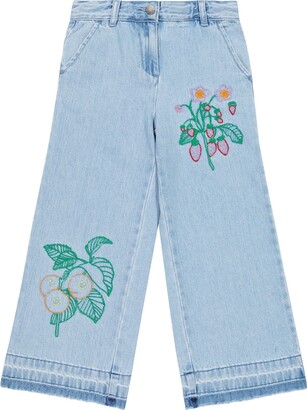 Stella McCartney Kids Embroidered wide-leg jeans