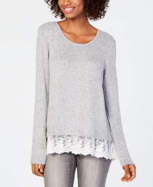 BCX Juniors' Lace-Hem Sweater