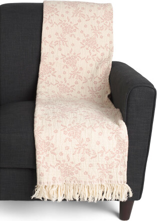 50x70 Ecru Small Ditsy Print Mallow Throw | Cotton