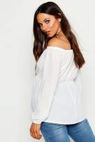 Thumbnail for your product : boohoo Maternity Tie Front Off The Shoulder Top