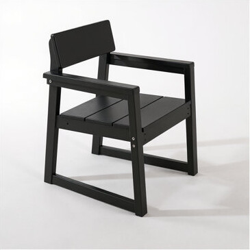 Dakota Fields Modern HDPE Patio Dining Chairs - Weatherproof Black Outdoor Armchairs for Garden, Eco-Friendly Recycled Plastic Furniture with Ergonomic Backrest