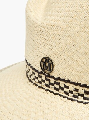 Maison Michel Virginie Embroidered Panama Hat - Beige