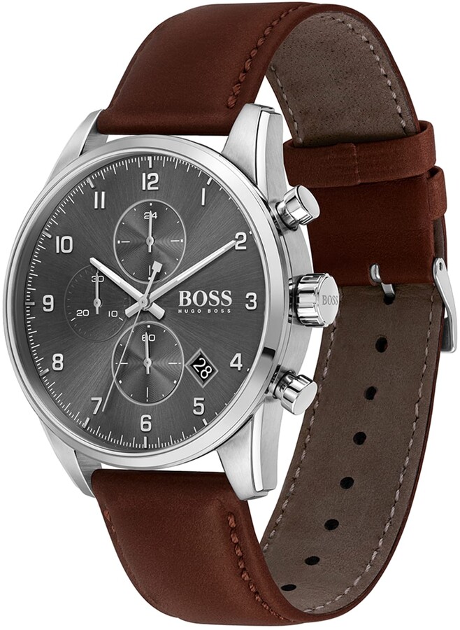 HUGO BOSS Men's Skymaster 44mm Chrono Watch w/ Leather Strap - ShopStyle