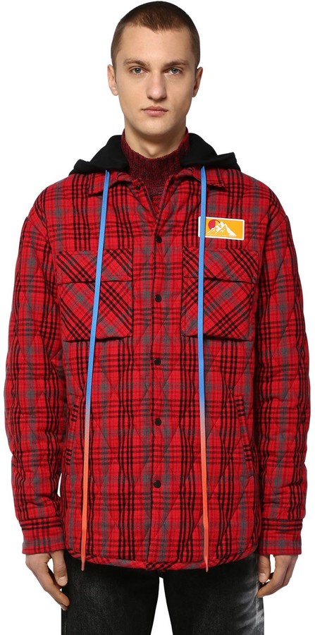 off white hooded flannel