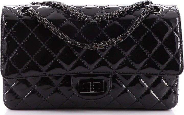 Chanel So Black Reissue 2.55 Flap Bag Quilted Glazed Calfskin 225 -  Shopstyle