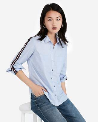 Express Striped Sleeve Easy Fit Cotton Shirt