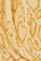 Thumbnail for your product : Faithfull The Brand Aira Tie-front Snake-print Crepe Top - Pastel yellow