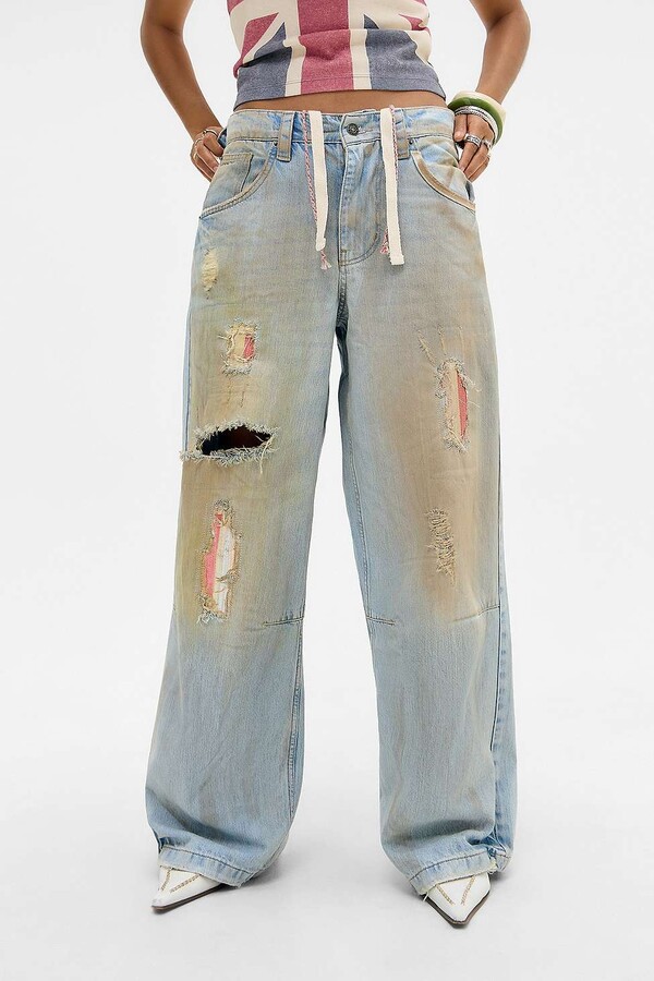 Jaded London Tinted Green Colossus Jeans - Blue 30 at Urban