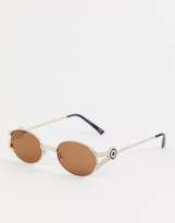 Thumbnail for your product : ASOS Design DESIGN coin roping round metal sunglasses
