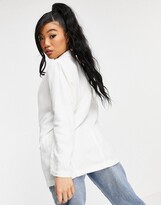 Thumbnail for your product : ASOS Petite DESIGN Petite washed double-breasted linen suit blazer in white