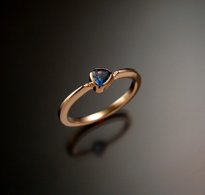 Etsy London Blue Topaz Triangle Ring 14K Rose Gold Stacking Made To Order in Your