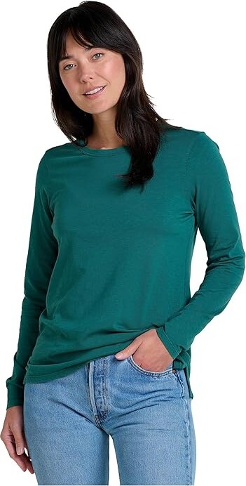 Toad&Co Primo Long Sleeve Crew Women's Clothing Jasper : XS, Cotton