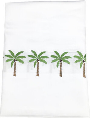 Hamburg House Palm Tree 275 Thread Count Floral 100% Cotton Percale Flat Sheet