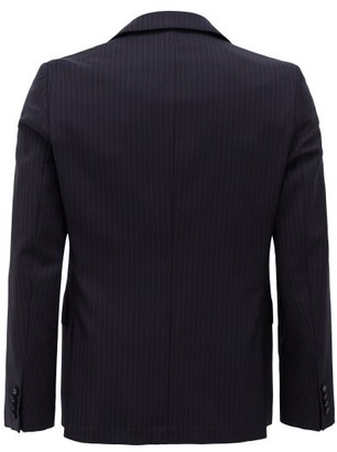 Officine Generale 375 Single-breasted Pinstriped Wool-flannel Jacket - Navy White