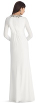 Thumbnail for your product : White House Black Market Long Sleeve Embroidered Ecru Keyhole Gown