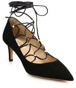 Valentino Suede Lace-Up Pumps