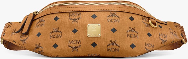 Mcm Medium Fursten Belt Bag in Maxi Visetos - Cognac