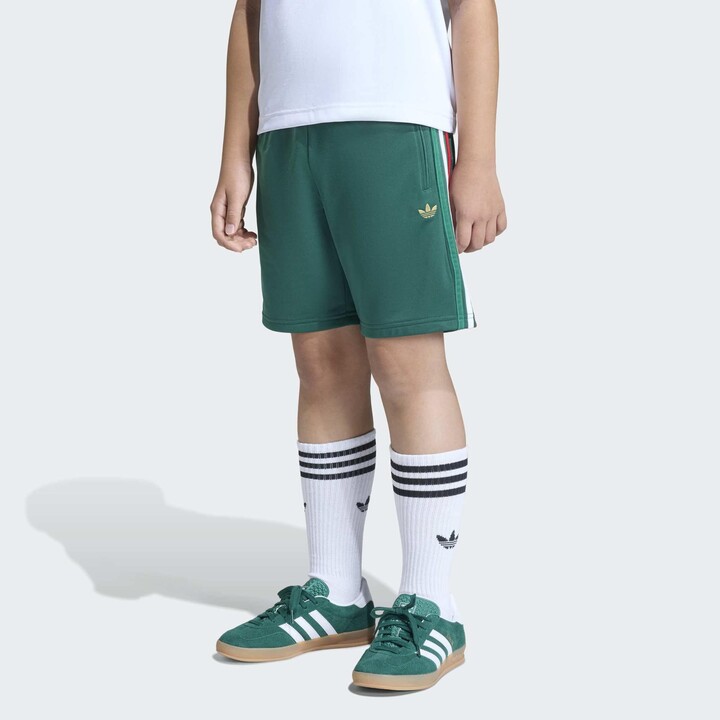 adidas Kids' Firebird Shorts, XS, Team Dark Green/Gold