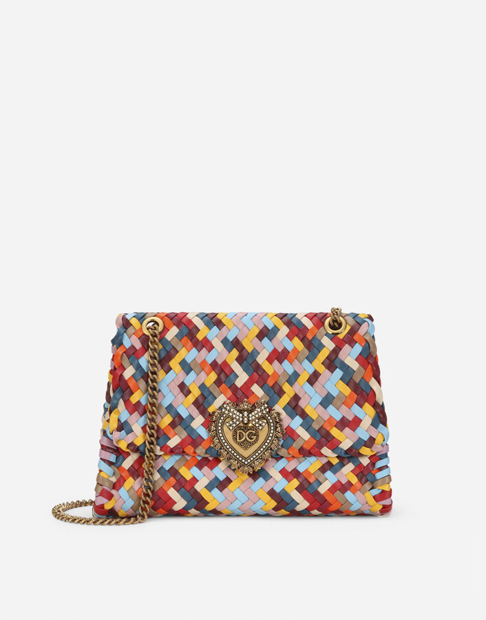 Dolce & Gabbana Large Devotion Shoulder Bag In MultiColored Woven Nappa Leather ShopStyle