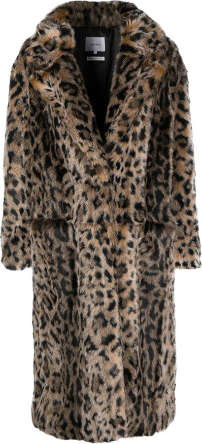 Leopard Print Faux Fur Collar Coat | ShopStyle