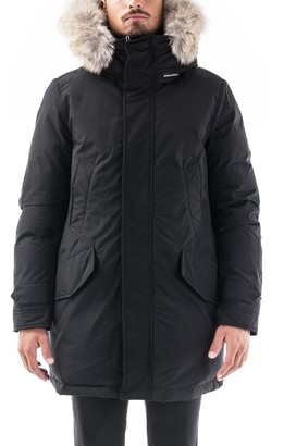 mens down parka with real fur hood