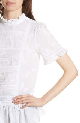 Kate Spade Clipped Butterfly Flounce Top
