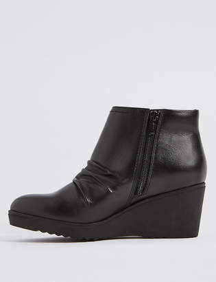 Marks and Spencer Leather Wedge Heel Ankle Boots