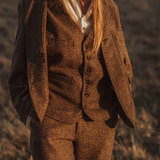 Lanefortyfive Cobbler Women's Waistcoat - Brown Checked Tweed