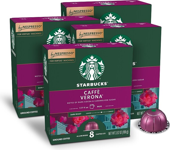 Starbucks Caffe Verona Coffee Nespresso Vertuo Capsules, Dark Roast, 32/Box (117661)