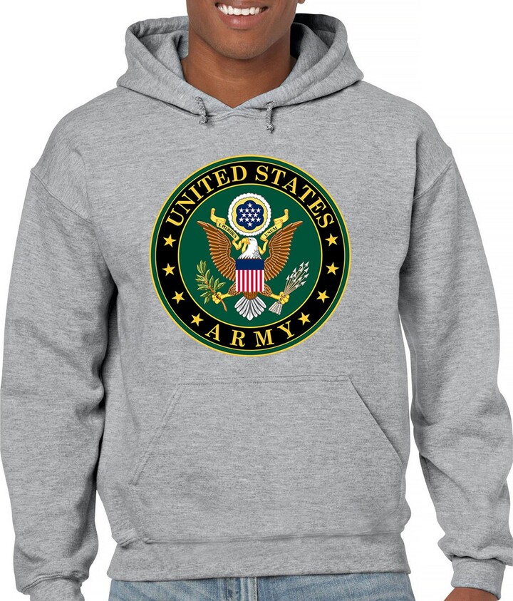 Tee Hunt United States Army Crest Sweatshirt Insignia US Military Veteran DD 214 Patriotic Armed Forces Licensed Hoodie Purple Medium