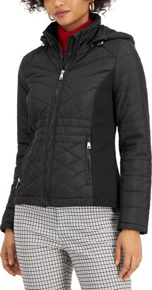 Sebby Juniors' Hooded Quilted Raincoat, Created for Macy's