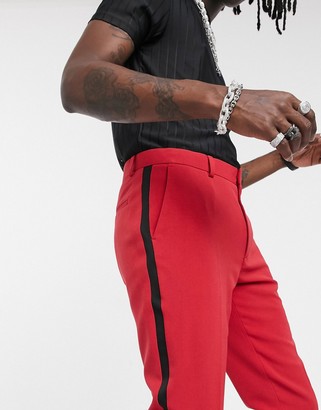ASOS DESIGN super skinny smart pants in red