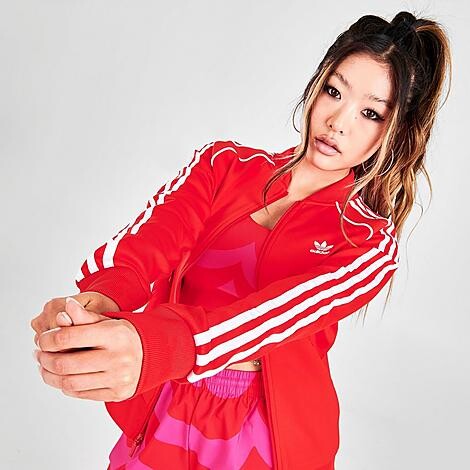 red adidas cropped jacket