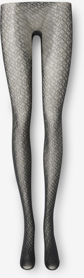 GG knit tights in black and silver