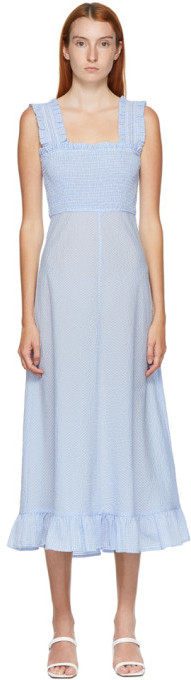 ganni mixed cotton poplin maxi dress