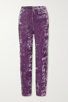 Crushed-velvet Skinny Pants - Purple 
