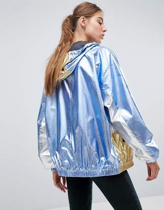 ASOS Tall DESIGN Tall metallic panel rain jacket