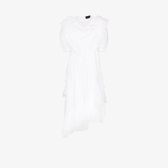 Simone Rocha Asymmetric Ruffle Cotton Dress