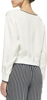Thumbnail for your product : Theory Delpy Contrast-Trim Silk Top