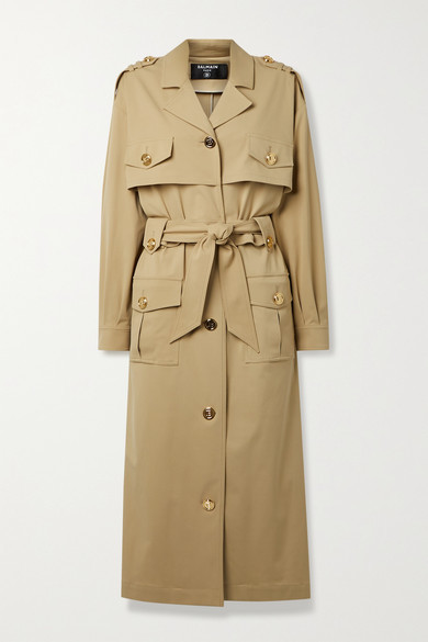 Balmain Belted Woven Trench Coat - Beige - ShopStyle