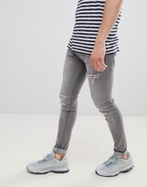 Thumbnail for your product : Soul Star skinny stretch rip DEO jeans in washed black