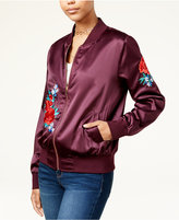 Thumbnail for your product : Say What Juniors' Embroidered Satin Bomber Jacket